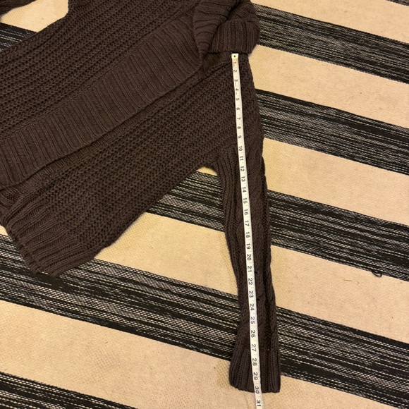 Abercrombie & Fitch Women's Dark Brown Chunky Knit Open Front Cardigan Sweater - Picture 9 of 12